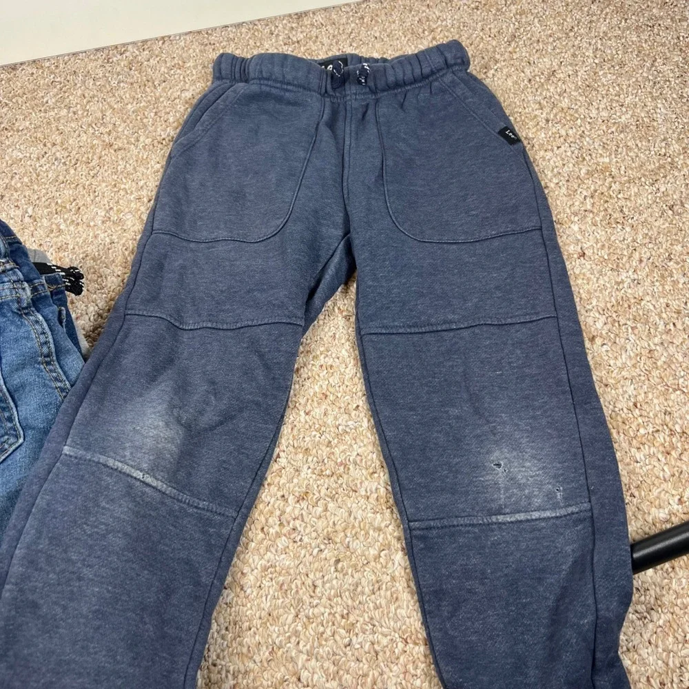 Boys Size 7-8 Pants Lot Old Navy Straight Jeans Lee Fleece Joggers 3pc Bundle